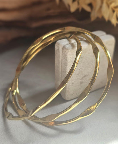 Raw Brass Stacking Bracelets | Nickel & Lead Free Cuff Set | Boho Layered Bangles | Laboheme Jewellery