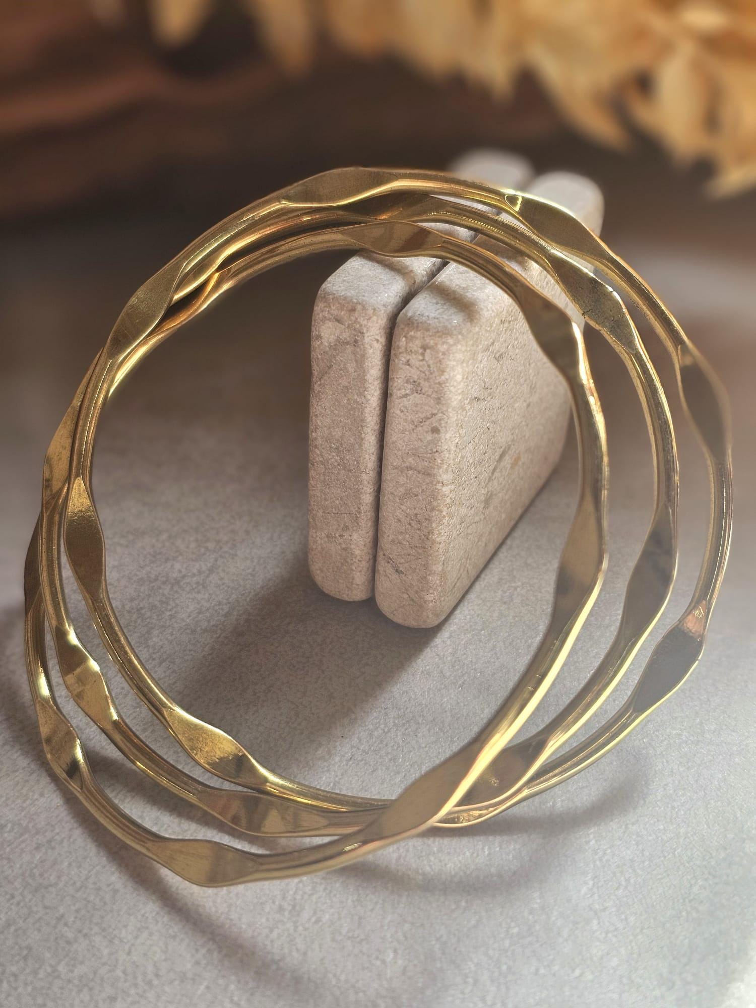 Raw Brass Stacking Bracelets | Nickel & Lead Free Cuff Set | Boho Layered Bangles | Laboheme Jewellery