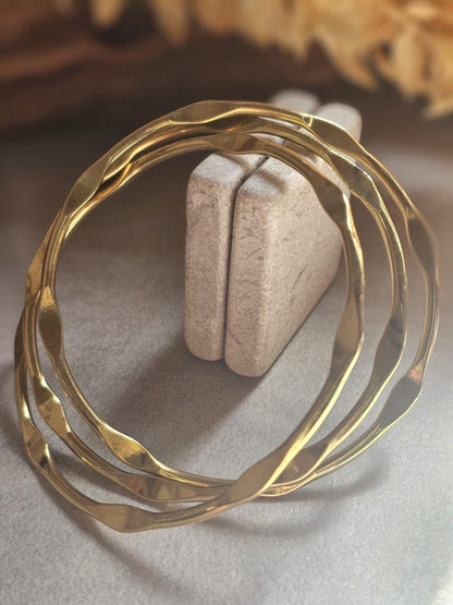 Raw Brass Stacking Bracelets | Nickel & Lead Free Cuff Set | Boho Layered Bangles | Laboheme Jewellery