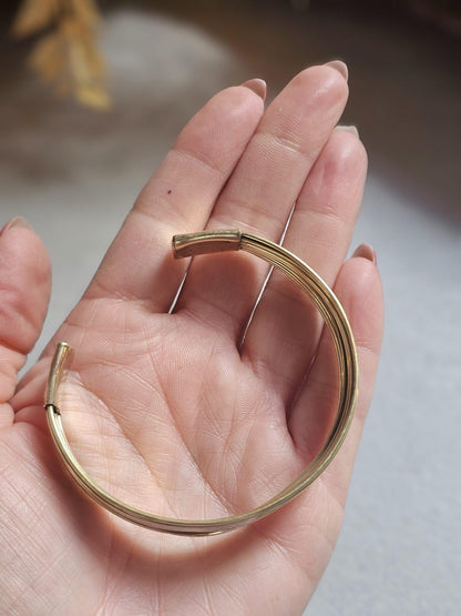 Gold Layered Cuff Bracelet | Minimalist Open Bangle | Boho Statement Jewellery