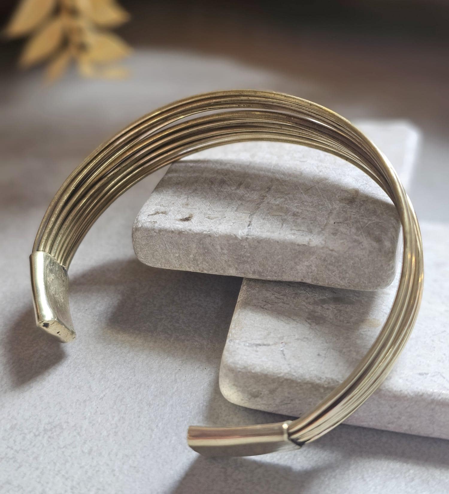 Gold Layered Cuff Bracelet | Minimalist Open Bangle | Boho Statement Jewellery
