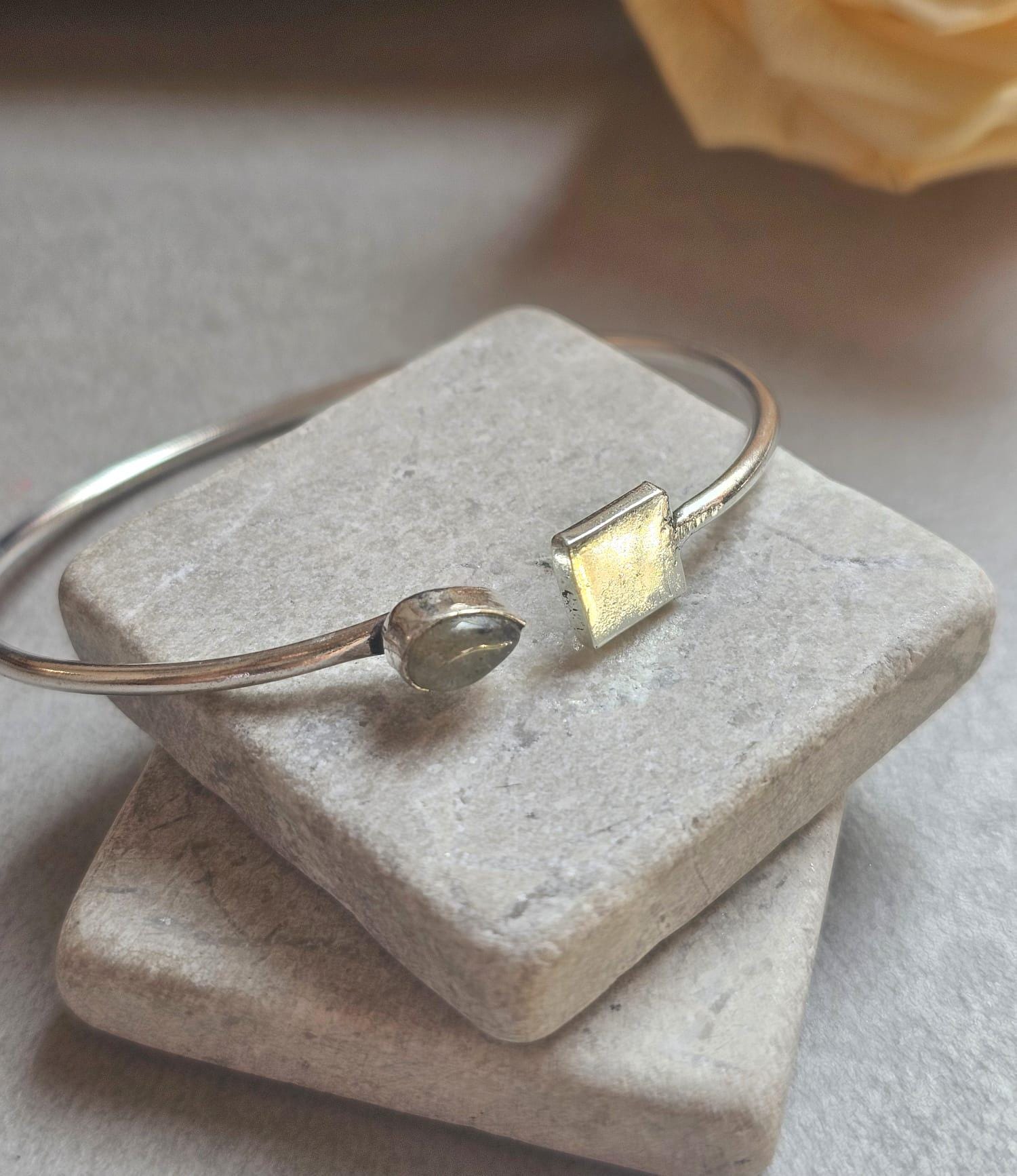 Silver Plated Open Bracelet, Minimalist Adjustable Bangle, Dainty Boho Jewellery, Everyday Silver Bracelet, Gift for Her