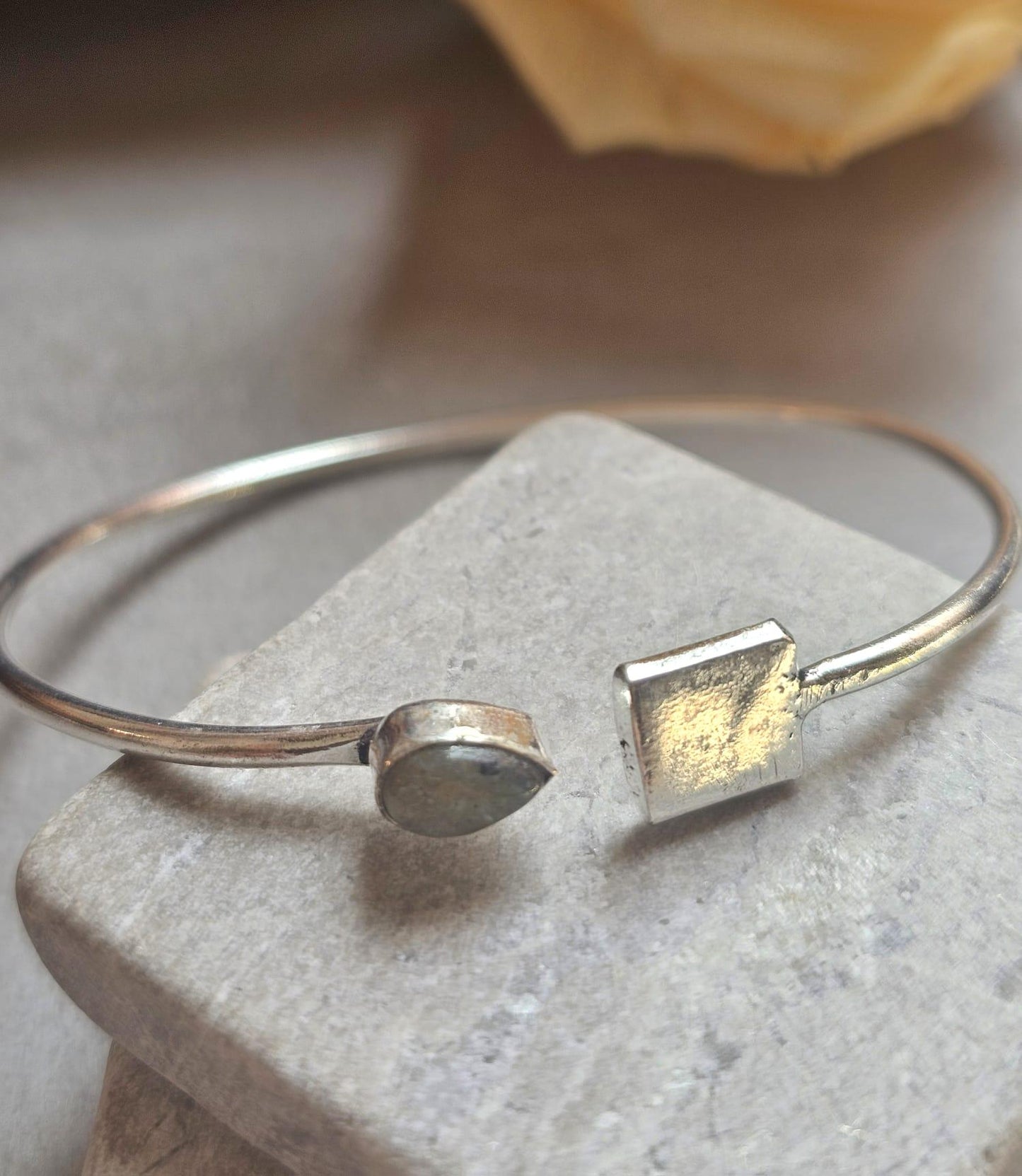 Silver Plated Open Bracelet, Minimalist Adjustable Bangle, Dainty Boho Jewellery, Everyday Silver Bracelet, Gift for Her