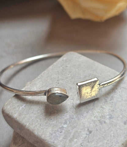Silver Plated Open Bracelet, Minimalist Adjustable Bangle, Dainty Boho Jewellery, Everyday Silver Bracelet, Gift for Her