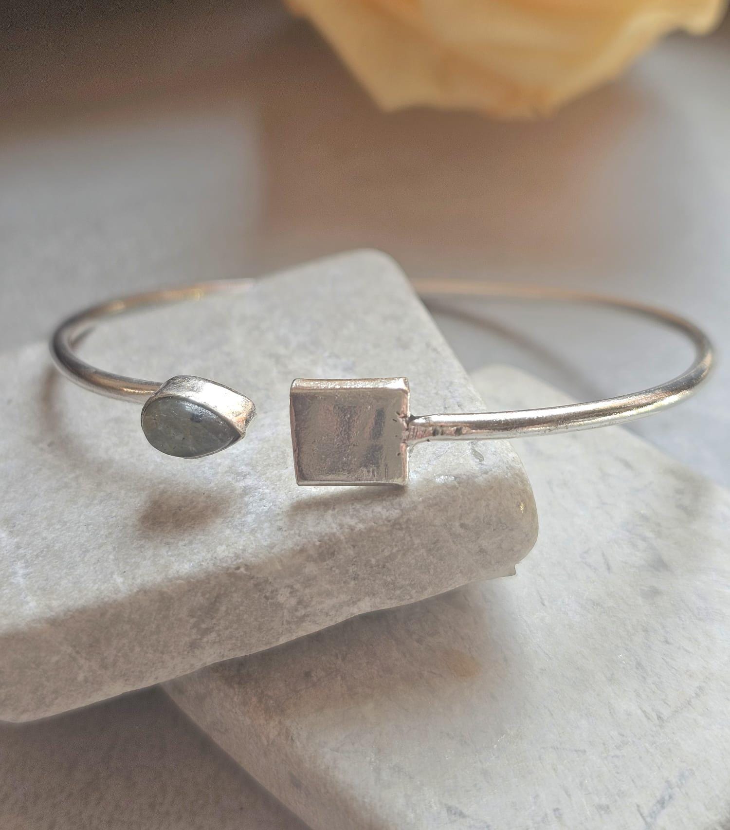 Silver Plated Open Bracelet, Minimalist Adjustable Bangle, Dainty Boho Jewellery, Everyday Silver Bracelet, Gift for Her