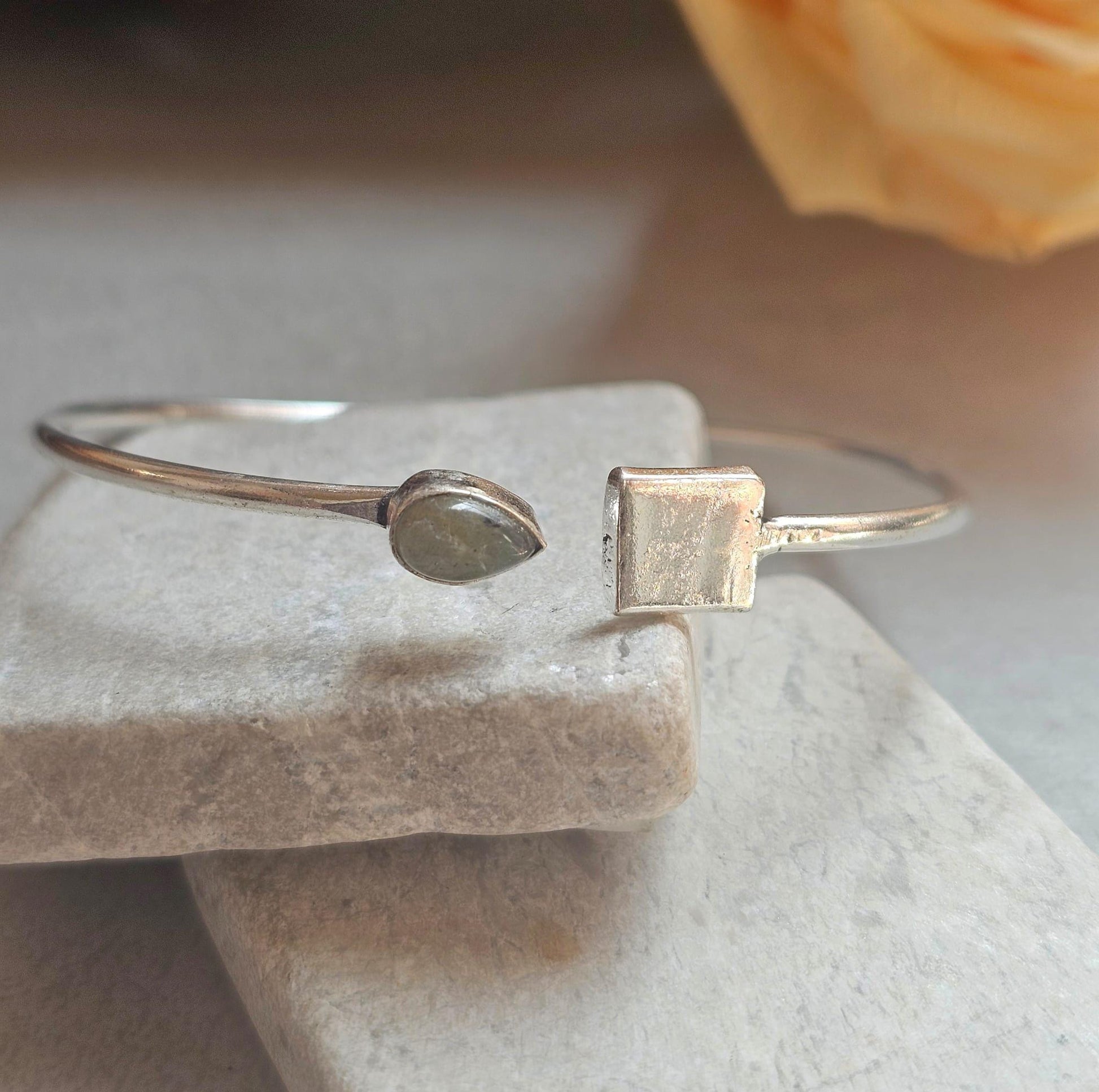 Silver Plated Open Bracelet, Minimalist Adjustable Bangle, Dainty Boho Jewellery, Everyday Silver Bracelet, Gift for Her