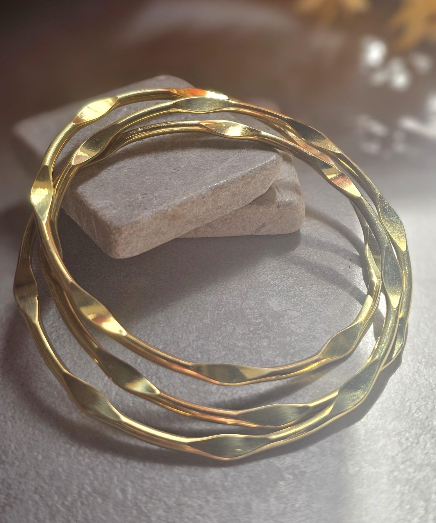 Raw Brass Stacking Bracelets | Nickel & Lead Free Cuff Set | Boho Layered Bangles | Laboheme Jewellery