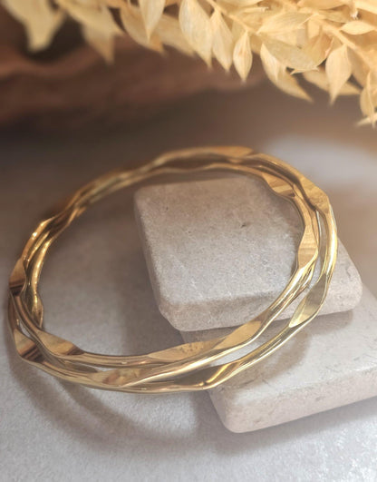 Raw Brass Stacking Bracelets | Nickel & Lead Free Cuff Set | Boho Layered Bangles | Laboheme Jewellery