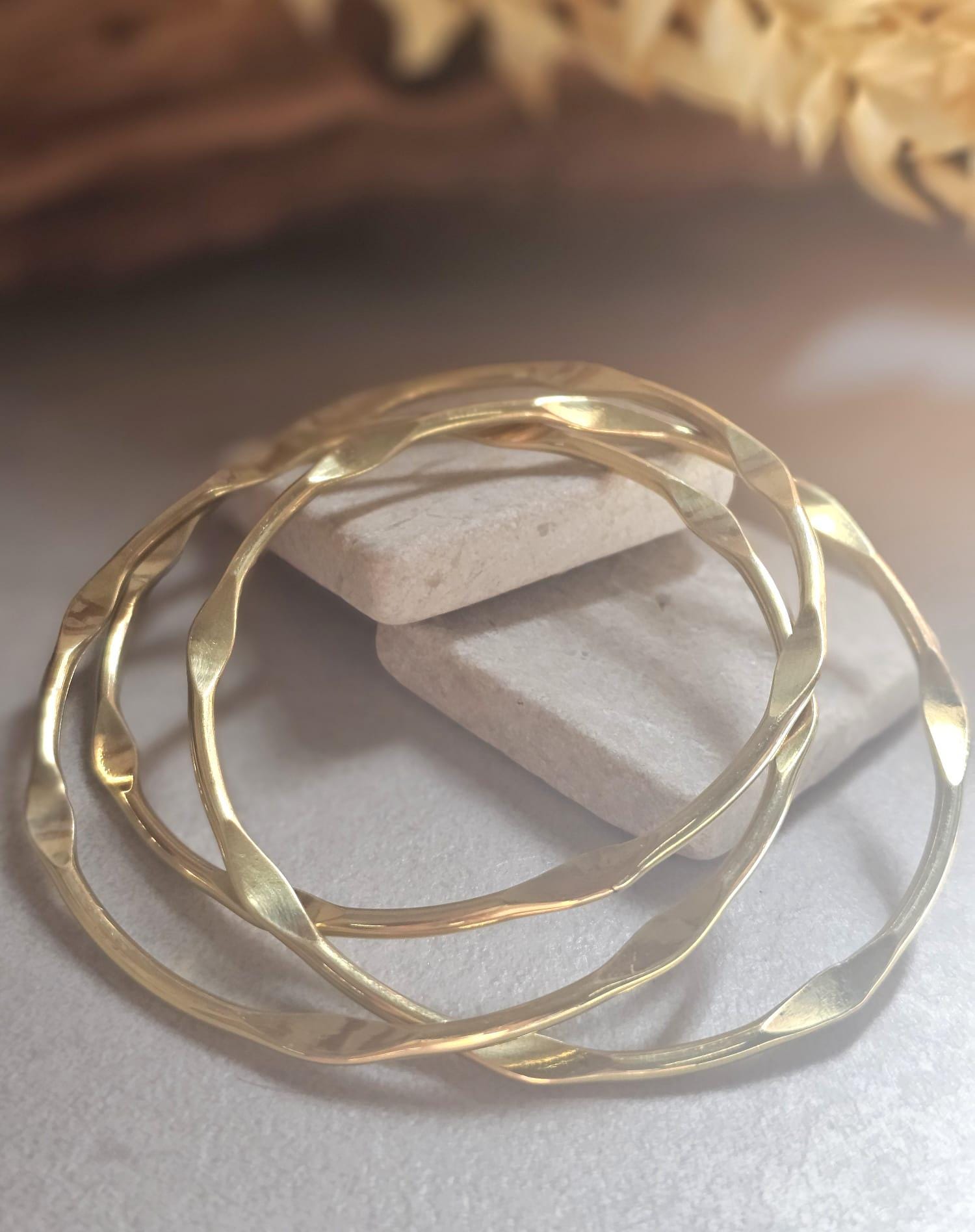 Raw Brass Stacking Bracelets | Nickel & Lead Free Cuff Set | Boho Layered Bangles | Laboheme Jewellery