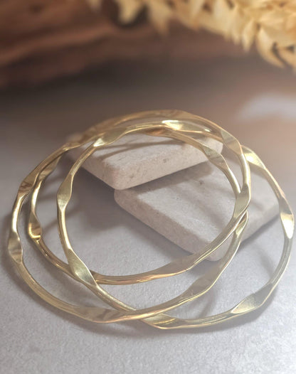 Raw Brass Stacking Bracelets | Nickel & Lead Free Cuff Set | Boho Layered Bangles | Laboheme Jewellery