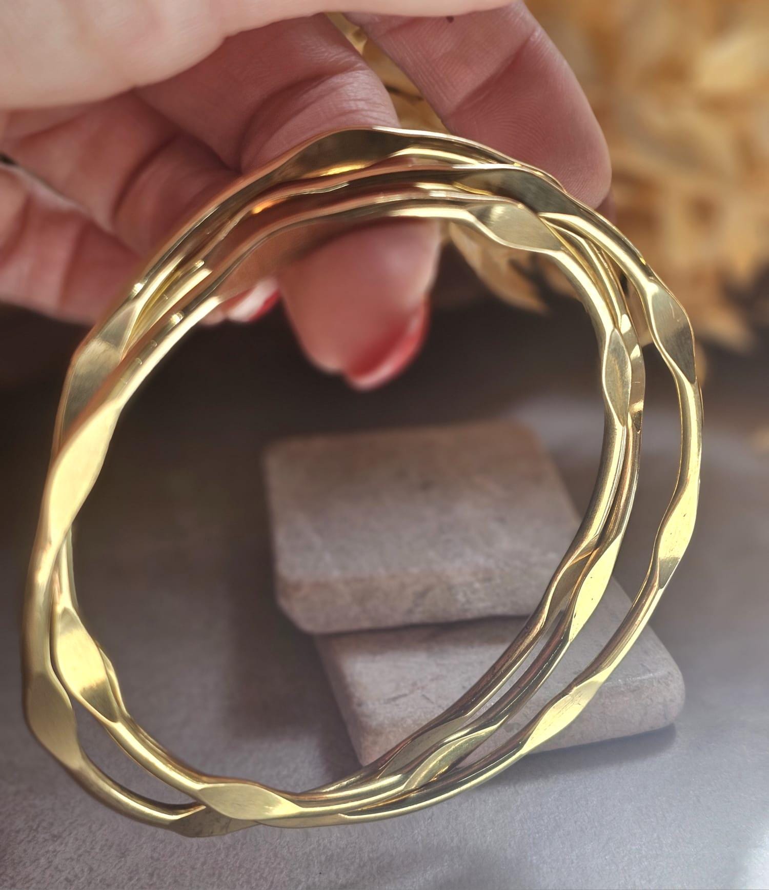 Raw Brass Stacking Bracelets | Nickel & Lead Free Cuff Set | Boho Layered Bangles | Laboheme Jewellery