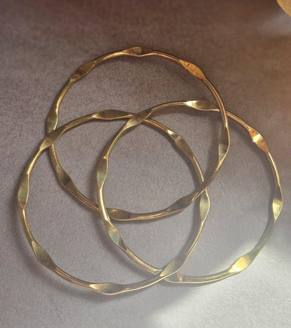 Raw Brass Stacking Bracelets | Nickel & Lead Free Cuff Set | Boho Layered Bangles | Laboheme Jewellery