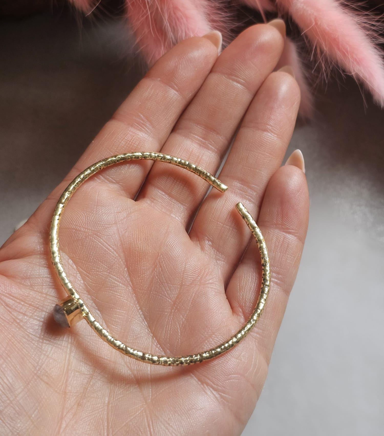 Raw Brass Cuff Bracelet | Dainty Open Bangle | Minimalist Everyday Jewellery | Adjustable Handmade Bracelet