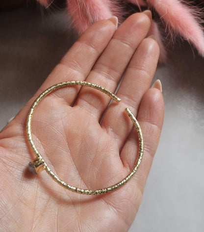 Raw Brass Cuff Bracelet | Dainty Open Bangle | Minimalist Everyday Jewellery | Adjustable Handmade Bracelet