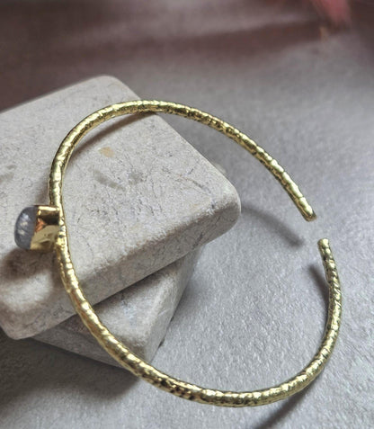 Raw Brass Cuff Bracelet | Dainty Open Bangle | Minimalist Everyday Jewellery | Adjustable Handmade Bracelet