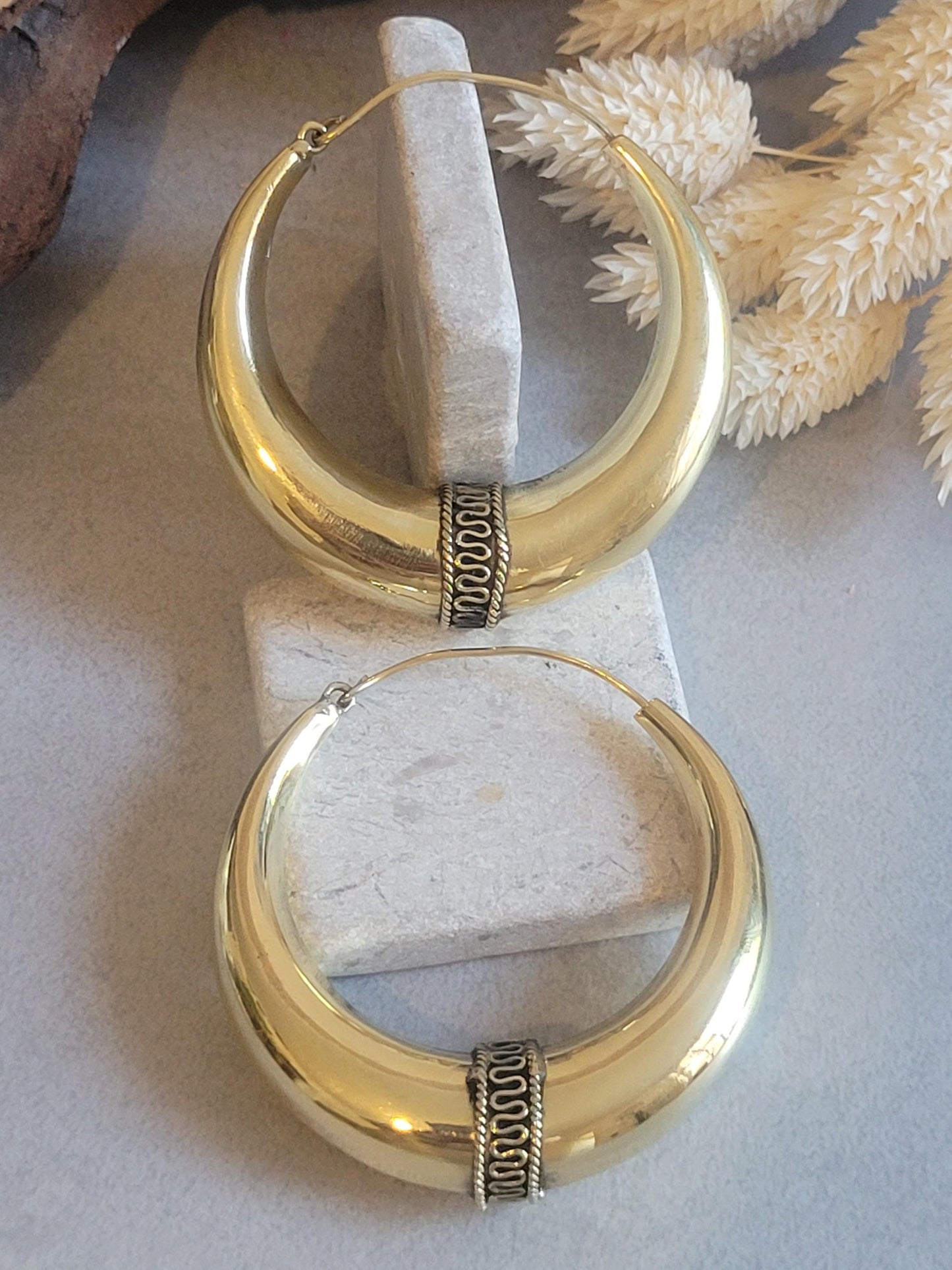6cm Raw Brass Hoop Earrings | Large Minimalist Hoops | Everyday Statement Earrings | Lightweight Brass Hoops | Nickel & Lead Free Gift