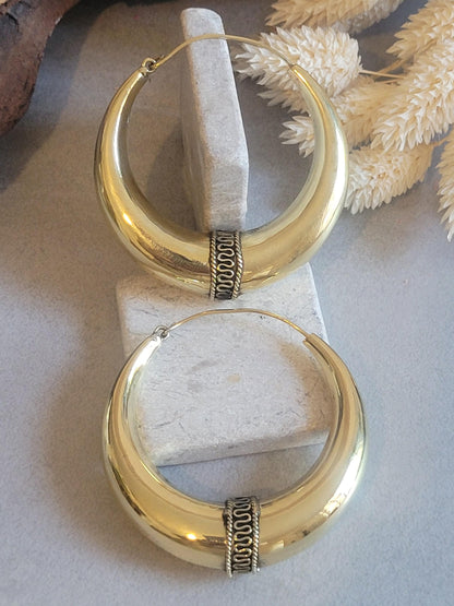 6cm Raw Brass Hoop Earrings | Large Minimalist Hoops | Everyday Statement Earrings | Lightweight Brass Hoops | Nickel & Lead Free Gift