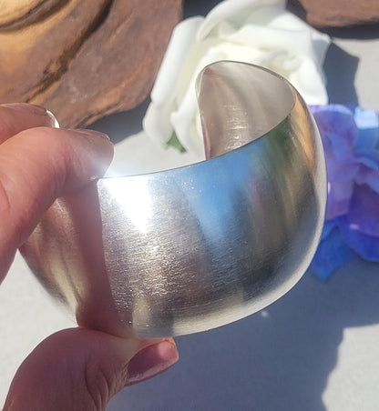 Silver Plated Minimalist Cuff Bracelet, Wide Bohemian Bangle, Statement Cuff, Modern Jewellery for Women, Everyday Bracelet, Gift for Her