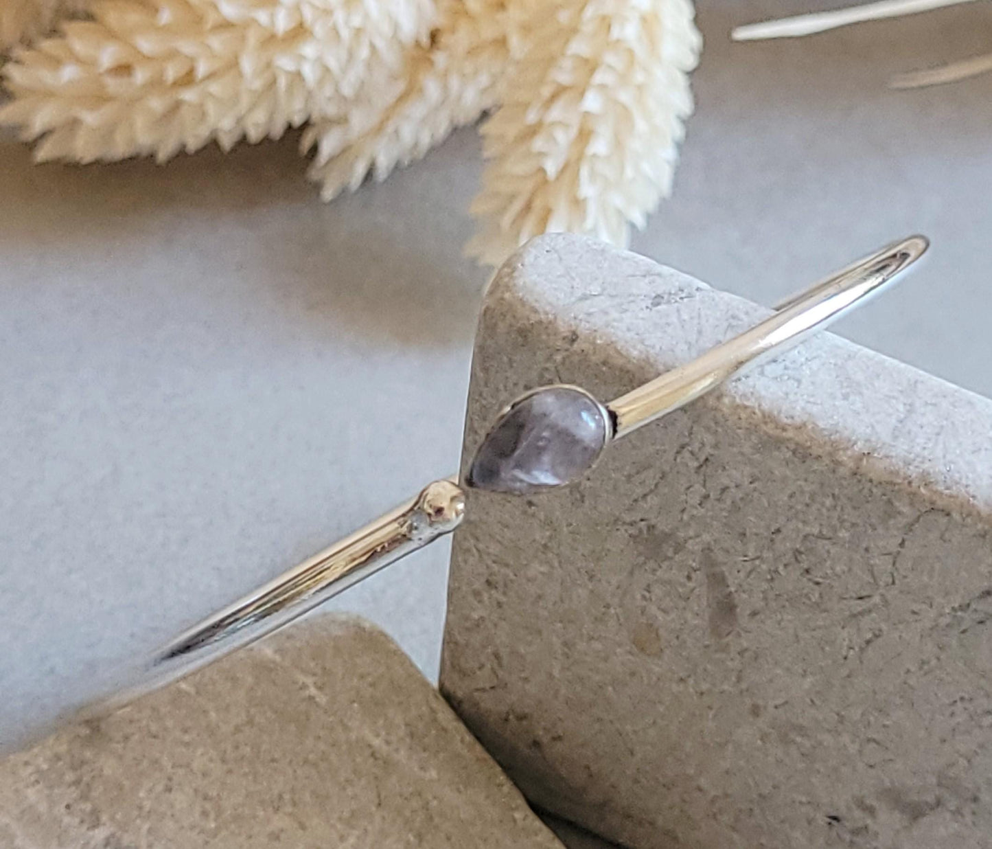 Silver Plated Minimalist Stacking Bracelet, Dainty Bangle, Everyday Bracelet, Thin Silver Cuff, Adjustable Bracelet, Gift for Her