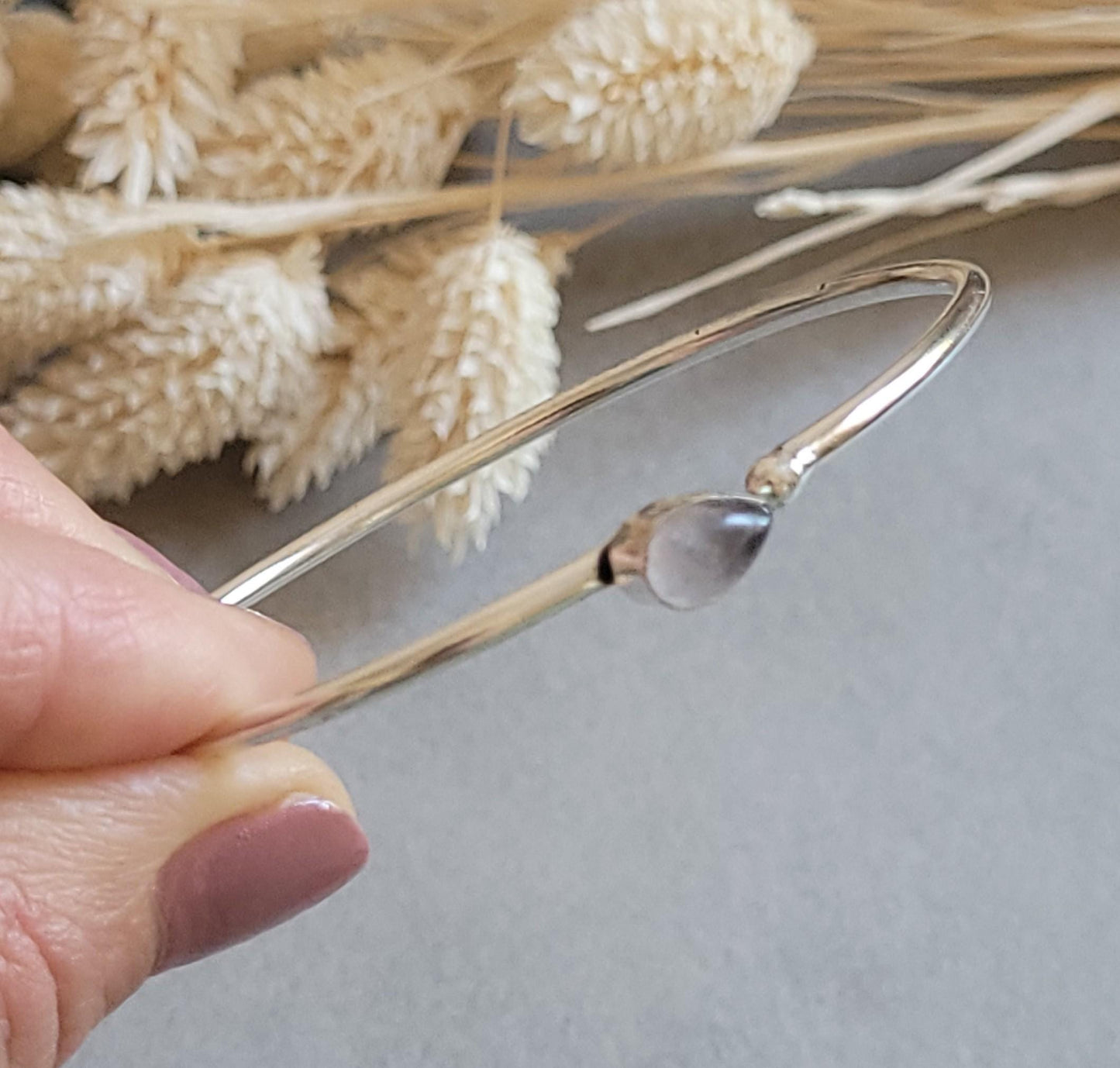 Silver Plated Minimalist Stacking Bracelet, Dainty Bangle, Everyday Bracelet, Thin Silver Cuff, Adjustable Bracelet, Gift for Her