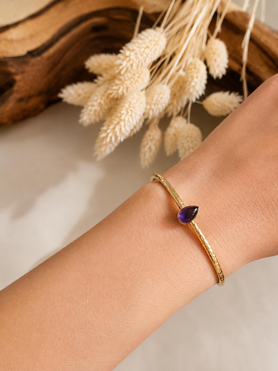 Dainty Raw Brass Bangle Bracelet | Minimalist Gold Tone Open Bangle | Handmade Textured Bracelet | Everyday Jewellery for Women