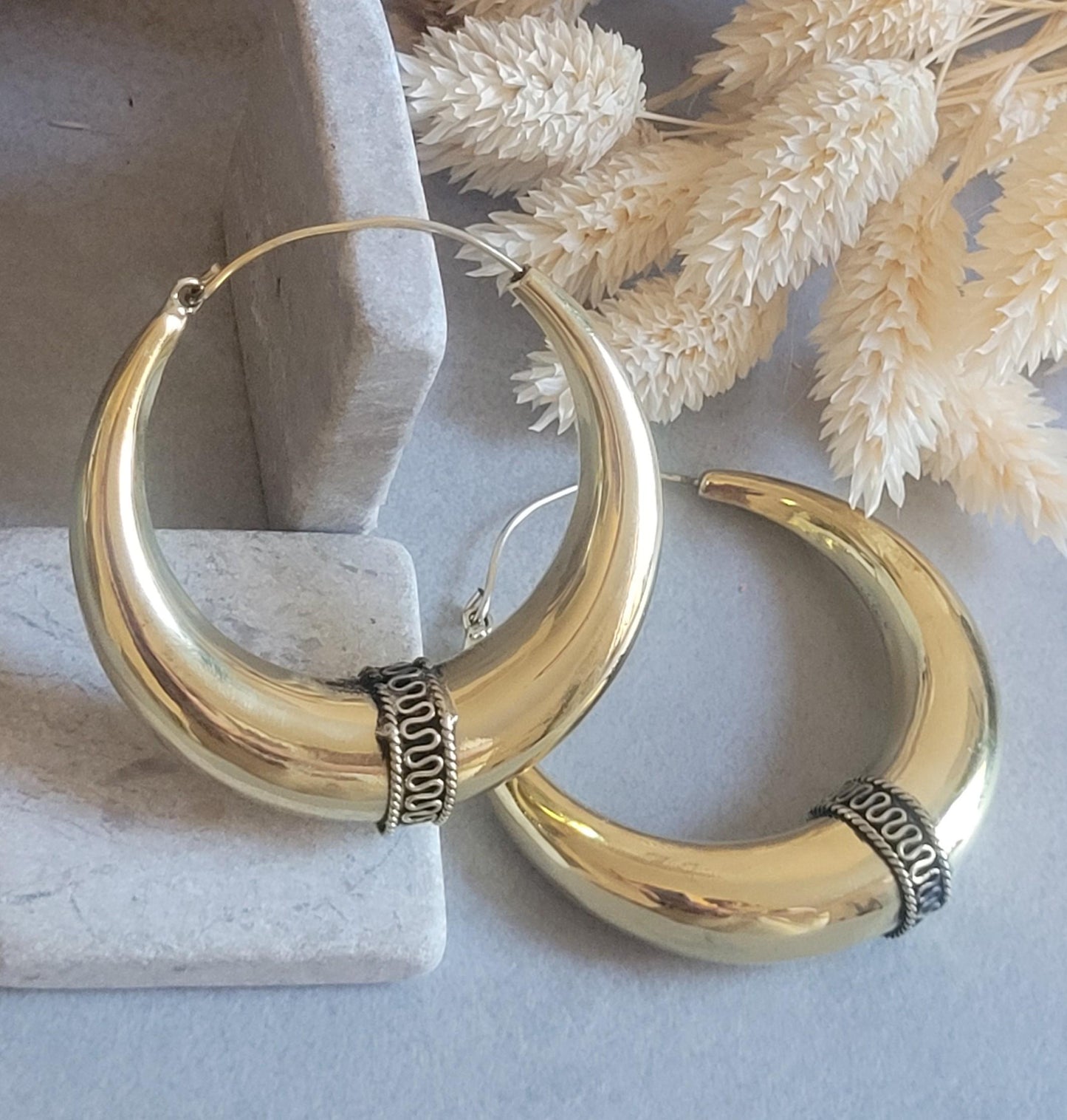 6cm Raw Brass Hoop Earrings | Large Minimalist Hoops | Everyday Statement Earrings | Lightweight Brass Hoops | Nickel & Lead Free Gift