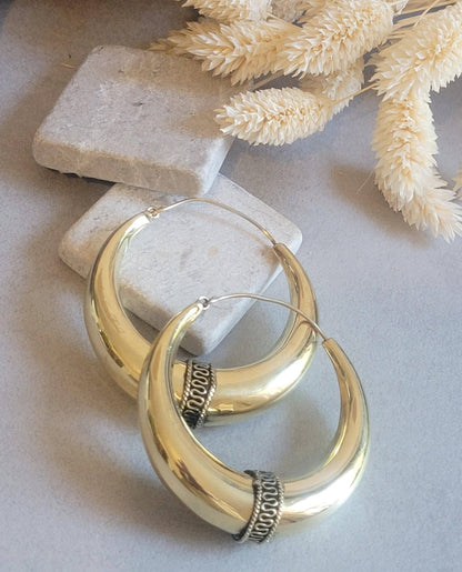 6cm Raw Brass Hoop Earrings | Large Minimalist Hoops | Everyday Statement Earrings | Lightweight Brass Hoops | Nickel & Lead Free Gift