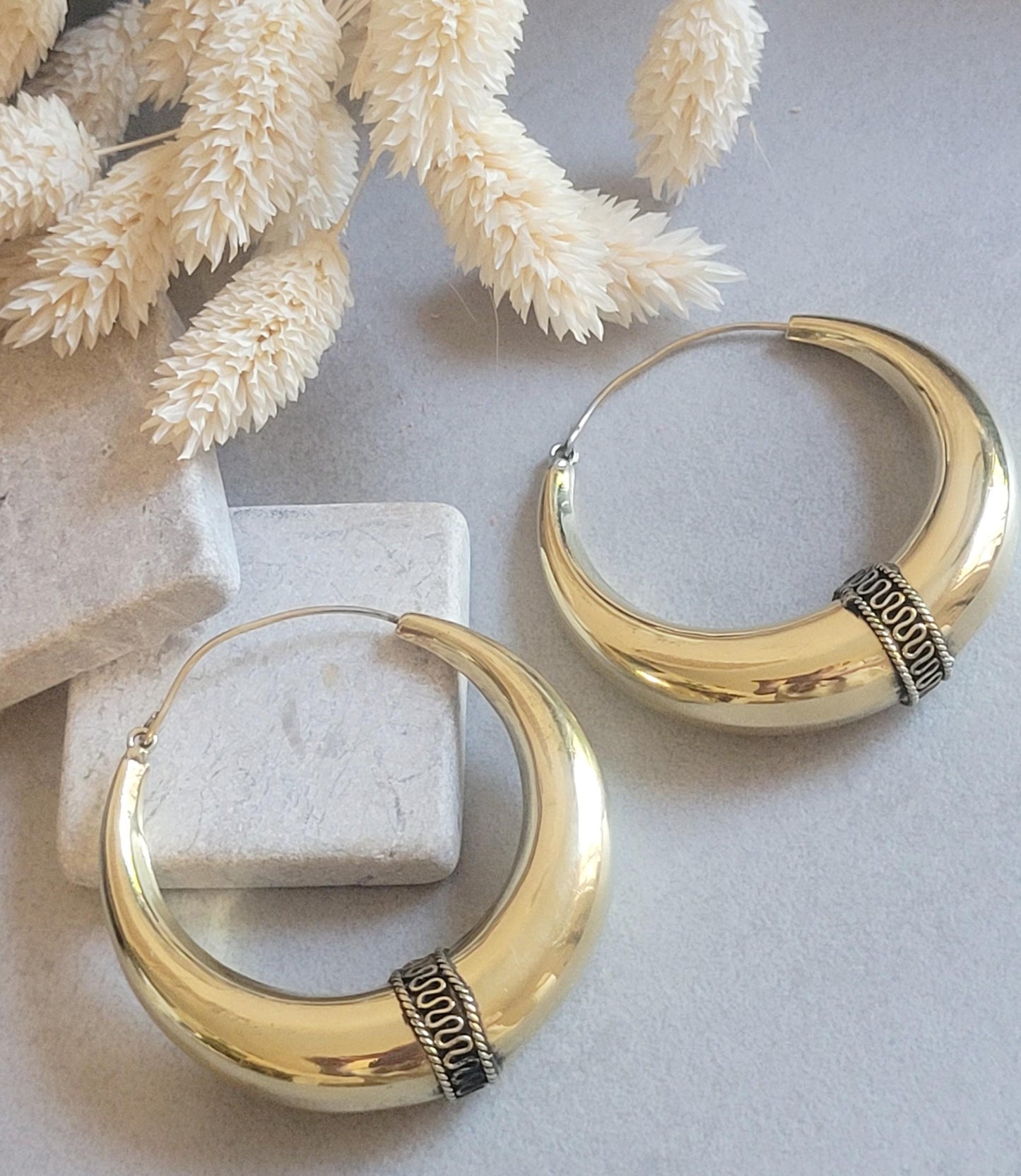 6cm Raw Brass Hoop Earrings | Large Minimalist Hoops | Everyday Statement Earrings | Lightweight Brass Hoops | Nickel & Lead Free Gift