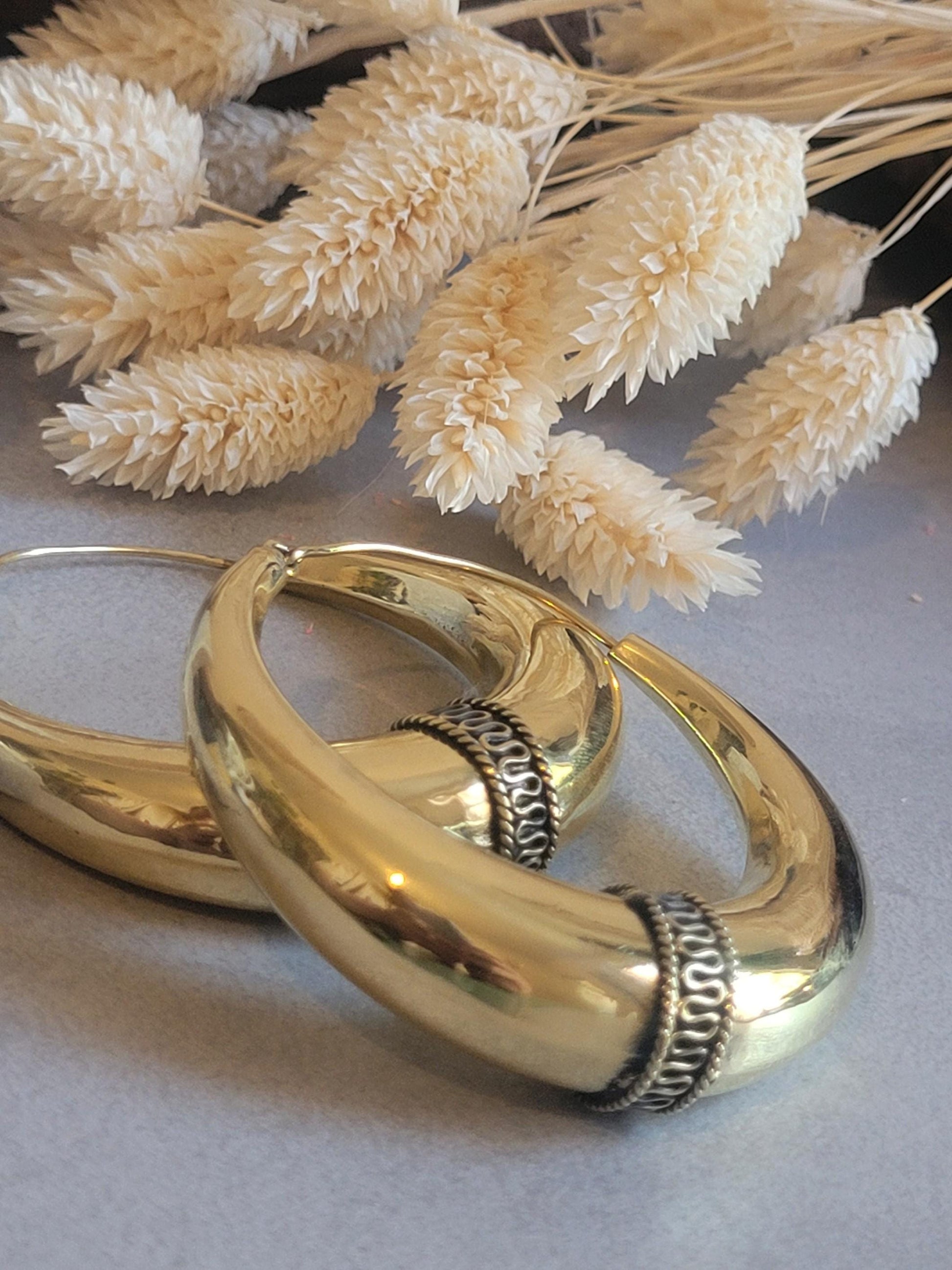 6cm Raw Brass Hoop Earrings | Large Minimalist Hoops | Everyday Statement Earrings | Lightweight Brass Hoops | Nickel & Lead Free Gift