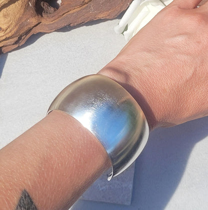 Silver Plated Minimalist Cuff Bracelet, Wide Bohemian Bangle, Statement Cuff, Modern Jewellery for Women, Everyday Bracelet, Gift for Her