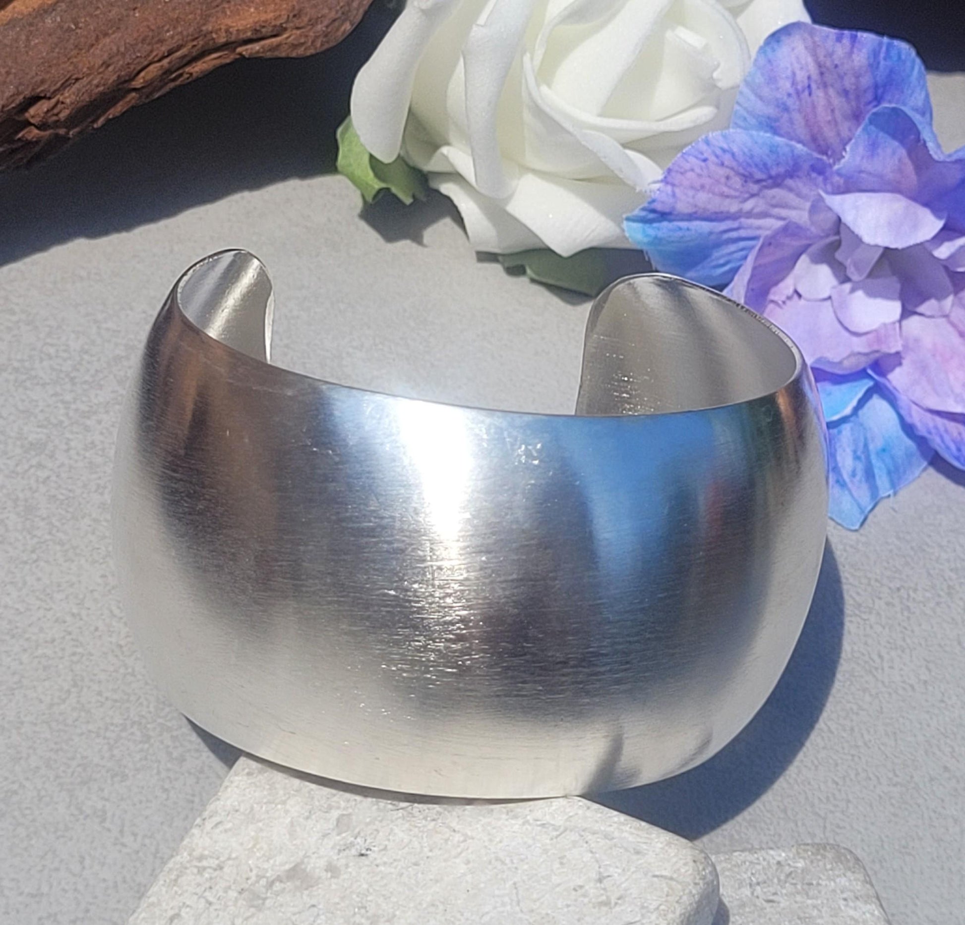 Silver Plated Minimalist Cuff Bracelet, Wide Bohemian Bangle, Statement Cuff, Modern Jewellery for Women, Everyday Bracelet, Gift for Her