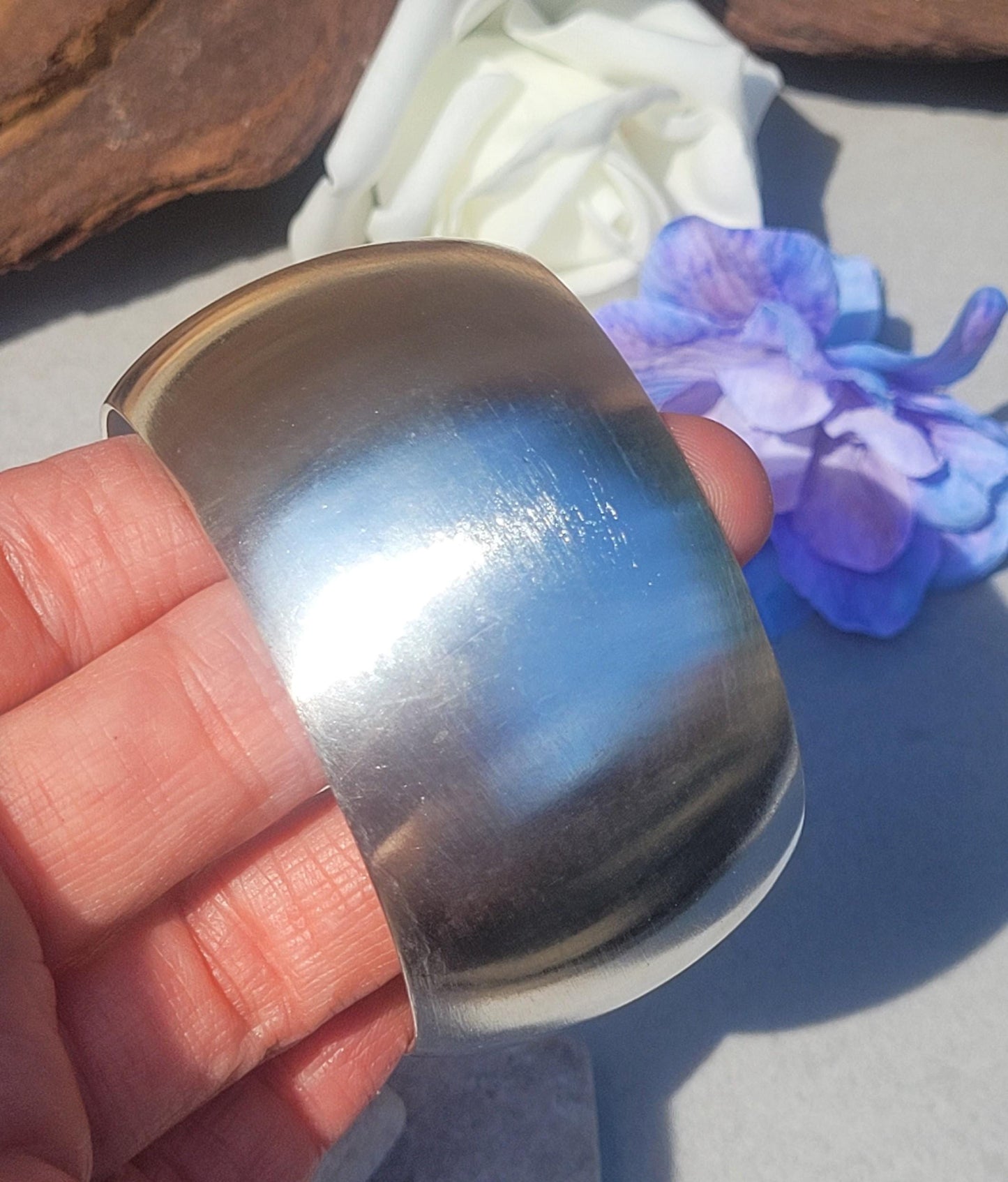 Silver Plated Minimalist Cuff Bracelet, Wide Bohemian Bangle, Statement Cuff, Modern Jewellery for Women, Everyday Bracelet, Gift for Her