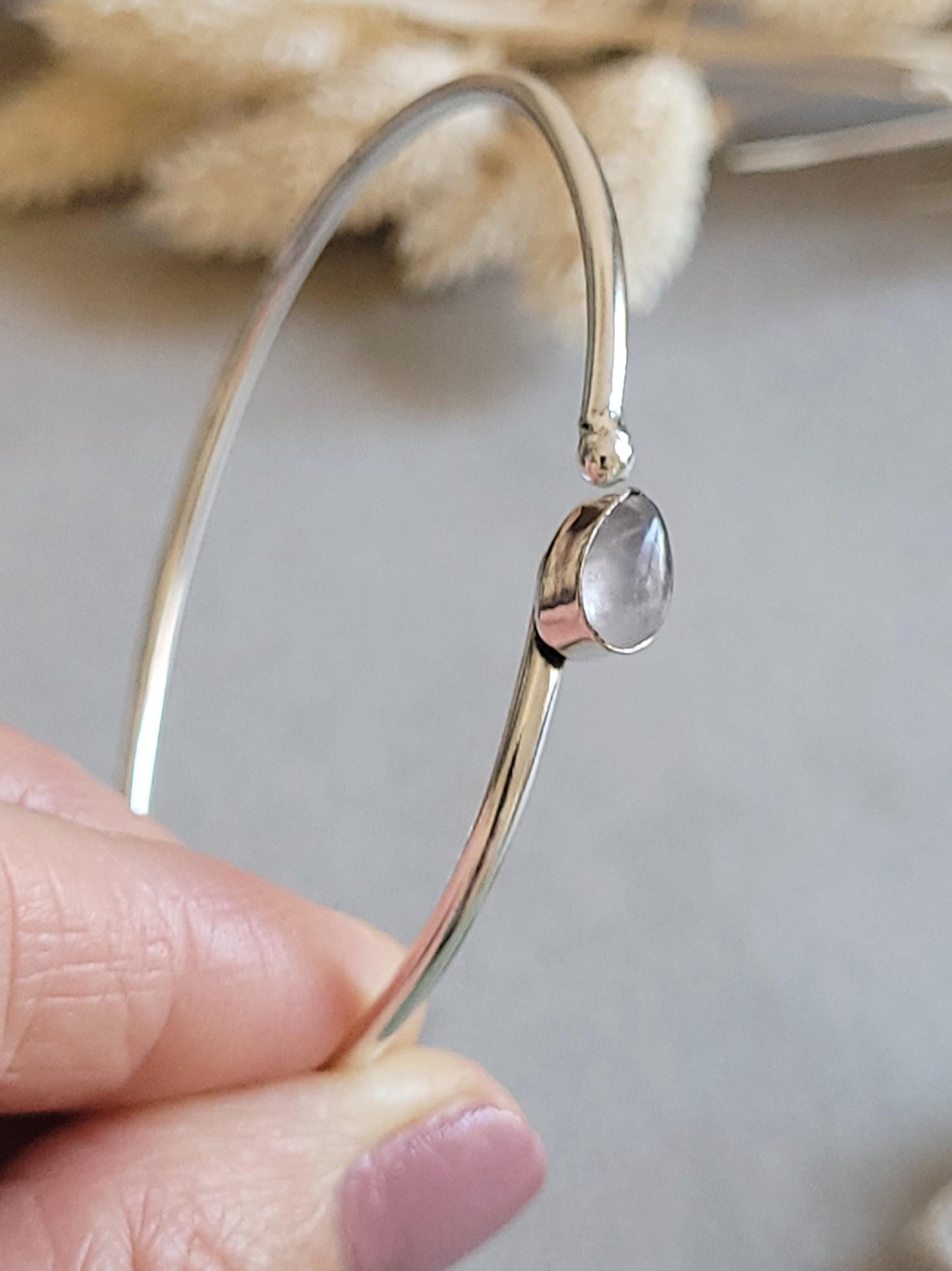 Silver Plated Minimalist Stacking Bracelet, Dainty Bangle, Everyday Bracelet, Thin Silver Cuff, Adjustable Bracelet, Gift for Her