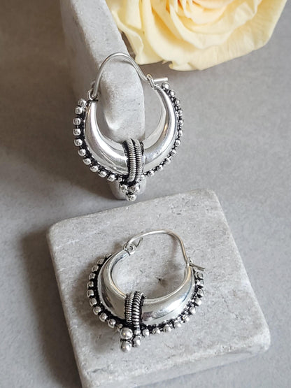 Silver Plated Minimalist Hoop Earrings | Lightweight Everyday Earrings | Boho Hoop Earrings | Simple Silver Earrings | Gift for Her