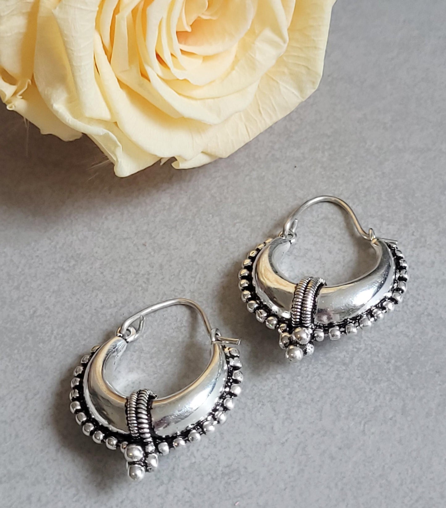Silver Plated Minimalist Hoop Earrings | Lightweight Everyday Earrings | Boho Hoop Earrings | Simple Silver Earrings | Gift for Her
