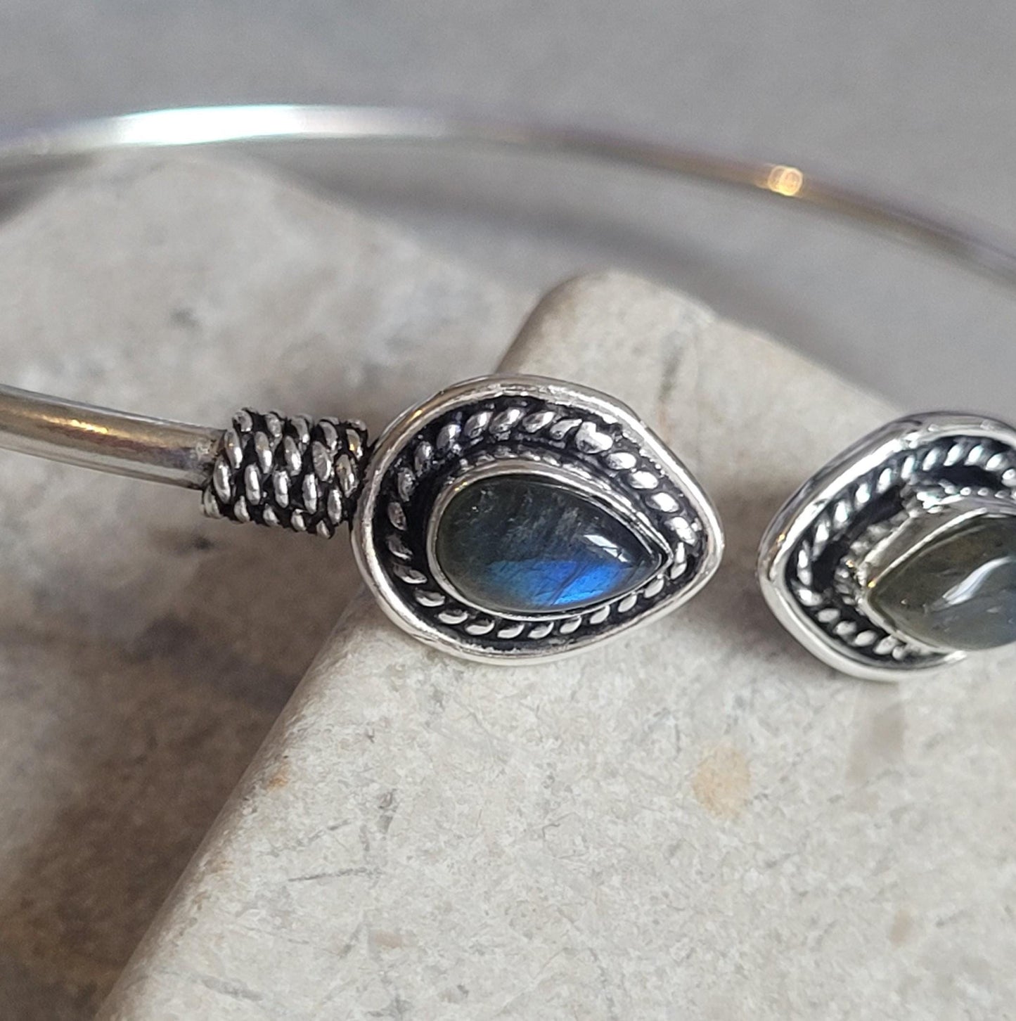 Silver Plated Teardrop Cuff Bracelet, Minimalist Open Bangle, Adjustable Everyday Bracelet, Boho Jewellery, Gift for Her