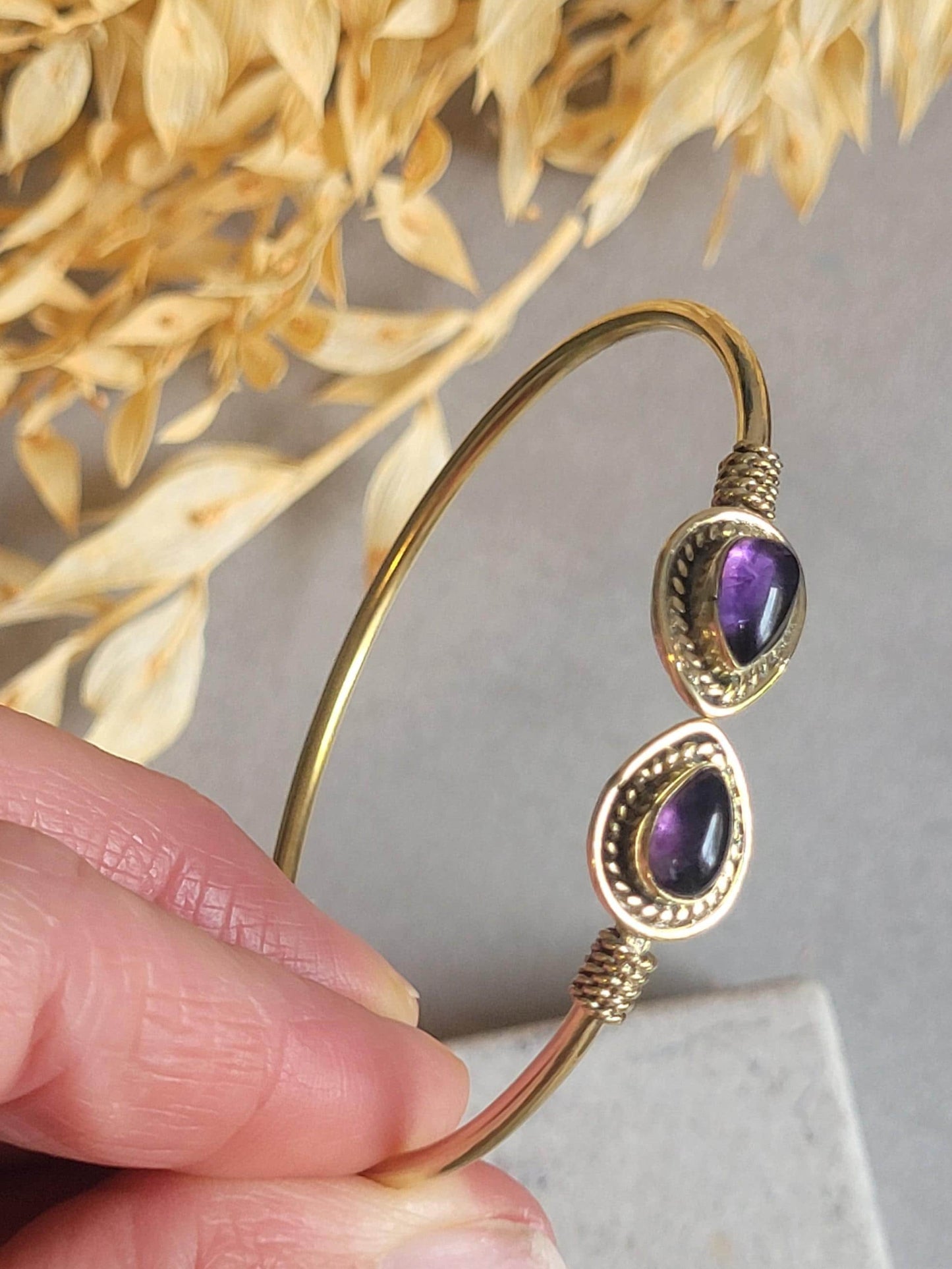 Raw Brass Teardrop Cuff Bracelet, Minimalist Gold Open Bangle, Adjustable Stacking Bracelet, Boho Jewellery, Gift for Her