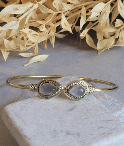 Raw Brass Teardrop Cuff Bracelet, Minimalist Gold Open Bangle, Adjustable Stacking Bracelet, Boho Jewellery, Gift for Her