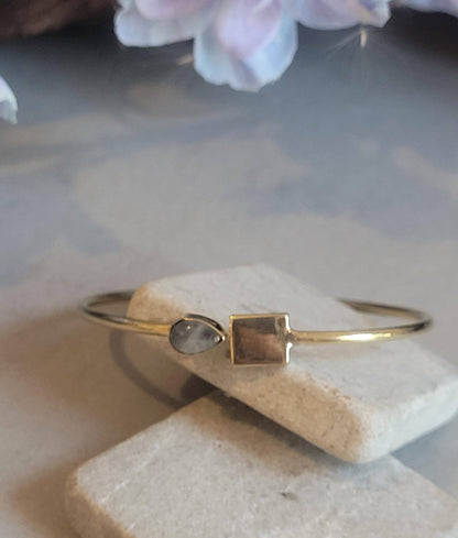 Minimalist Raw Brass Adjustable Bracelet | Dainty Stacking Bracelet | Boho Cuff Bracelet | Wedding Jewellery | Bridesmaid Gift | Gift for He