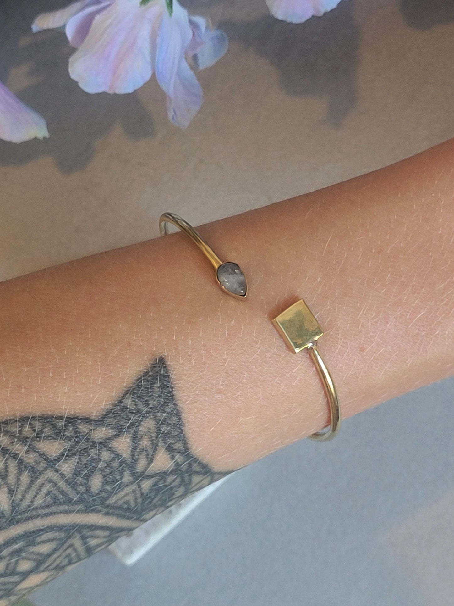 Minimalist Raw Brass Adjustable Bracelet | Dainty Stacking Bracelet | Boho Cuff Bracelet | Wedding Jewellery | Bridesmaid Gift | Gift for He