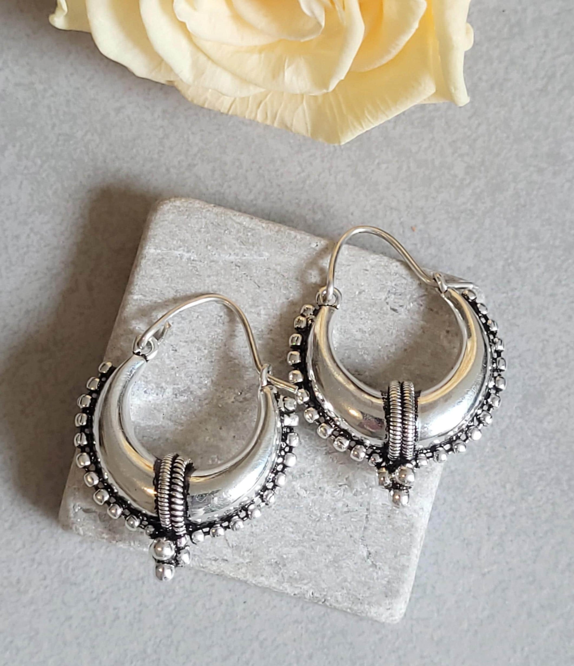Silver Plated Minimalist Hoop Earrings | Lightweight Everyday Earrings | Boho Hoop Earrings | Simple Silver Earrings | Gift for Her