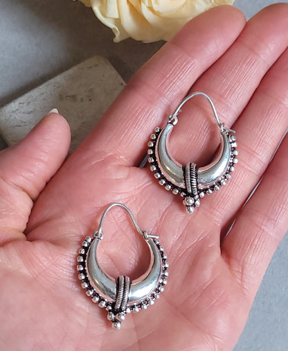 Silver Plated Minimalist Hoop Earrings | Lightweight Everyday Earrings | Boho Hoop Earrings | Simple Silver Earrings | Gift for Her