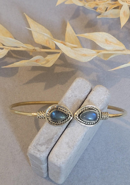 Raw Brass Teardrop Cuff Bracelet, Minimalist Open Bangle, Adjustable Boho Bracelet, Everyday Jewellery, Gift for Her
