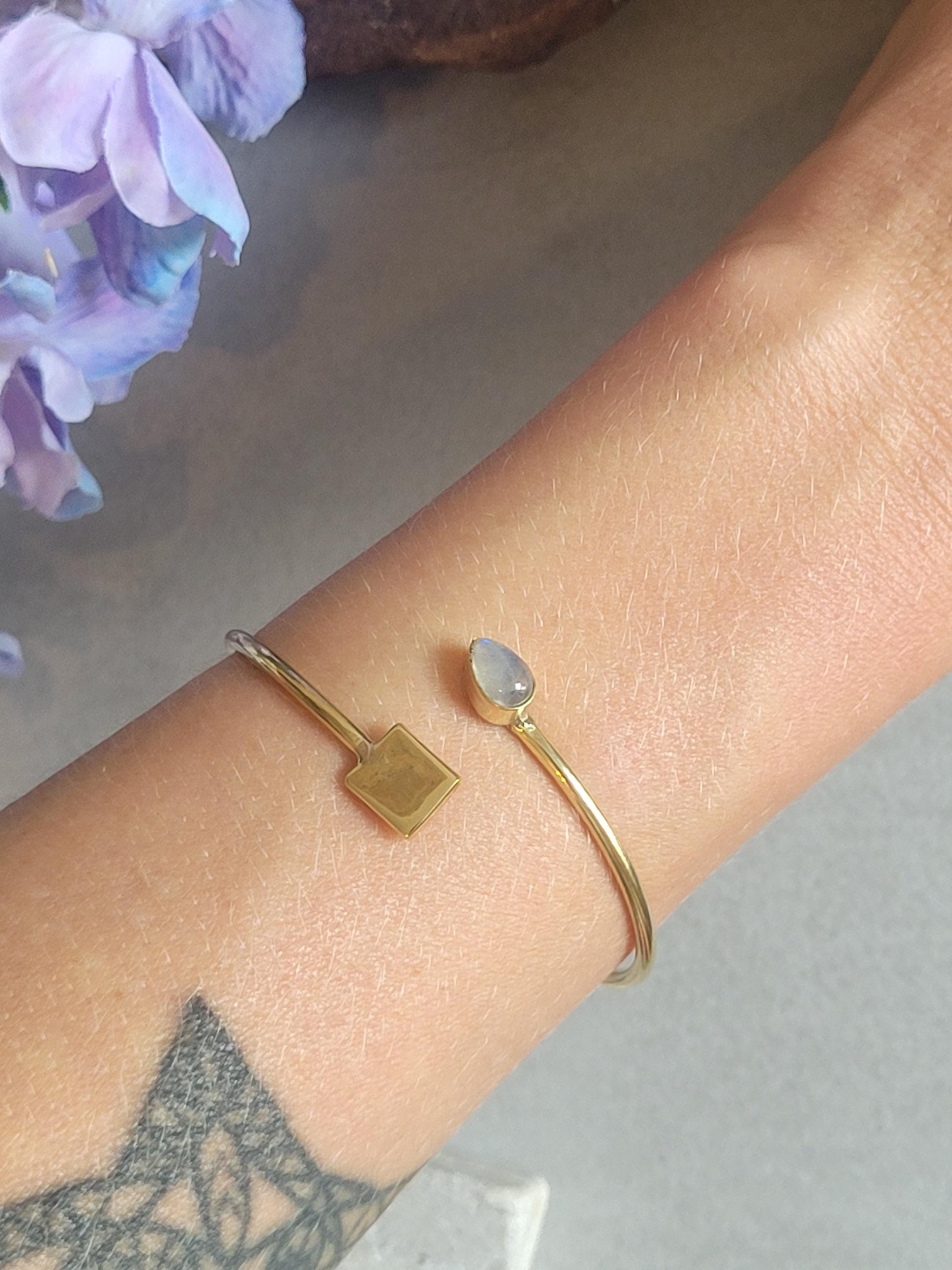 Minimalist Raw Brass Open Cuff Bracelet | Gold Boho Bangle | Adjustable Stacking Bracelet | Elegant Everyday Jewellery | Gift for Her