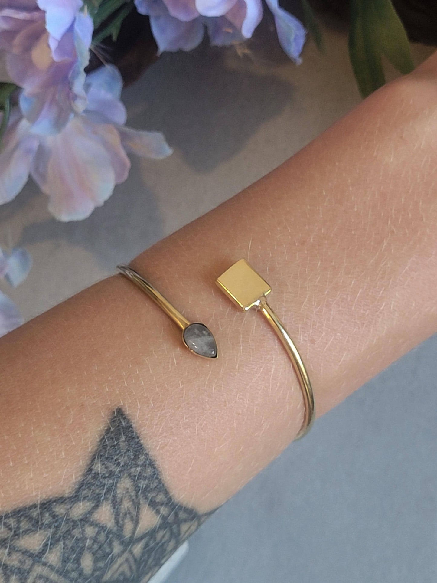 Minimalist Raw Brass Adjustable Bracelet | Dainty Stacking Bracelet | Boho Cuff Bracelet | Wedding Jewellery | Bridesmaid Gift | Gift for He