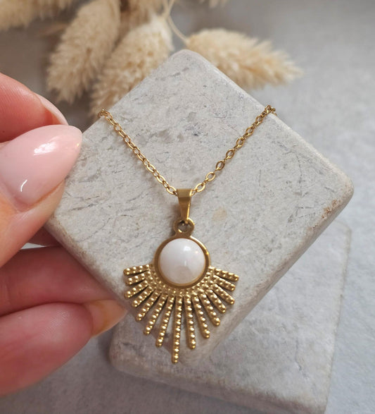 18K Gold Plated Bohemian Necklace | Gold Sunburst Pendant | Boho Statement Necklace | Unique Gold Necklace | Layering Necklace