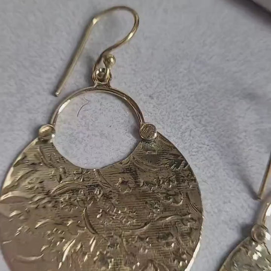Brass floral dangle earrings: hypoallergenic earrings