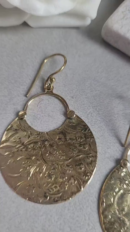 Brass floral dangle earrings: hypoallergenic earrings
