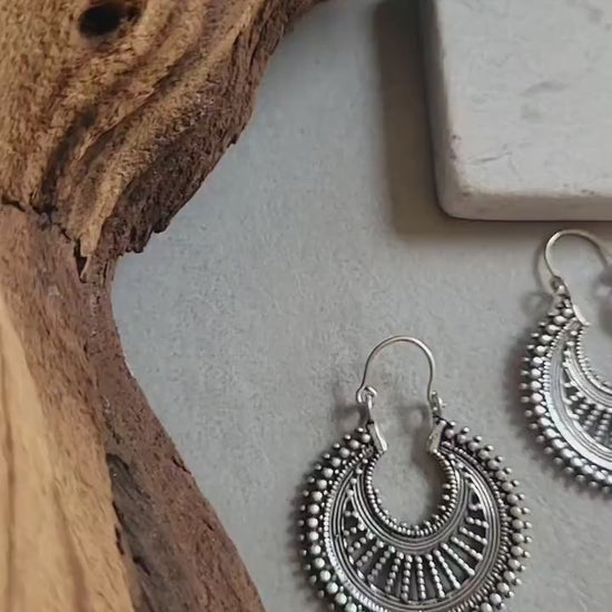 Bohemian Silver Hoop Earrings: Lightweight Plated Jewelry