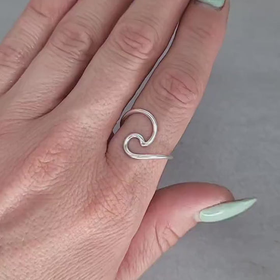 Silver sea wave ring, ring, silver jewellery,rings,sea wave ring,boho ring,free shipping,gift for her